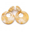 Boucles d'oreilles en polymère couleur jaune, beige, blanc et marbre