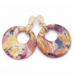 Boucles d'oreilles en polymère couleur rouge, beige et gris foncé