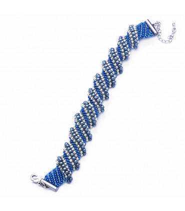 Bracelet tissé volutes "Cellini" en perles Miyuki et perles de verre ciré