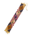 Bracelet tissé en perles Miyuki couleurs marron, gris, mauve, rose pâle et beige clair
