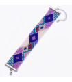 Bracelet tissé en perles Miyuki couleurs violet, fushia, bleu soutenu, bleu métallisé et rose clair