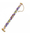 Bracelet tissé en perles Miyuki couleurs violet, vert bouteille, or et rose clair
