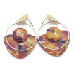 Boucles d'oreilles rondes et en forme d'écusson couleur caramel