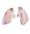 Boucles d'oreilles polymère couleurs violet et beige