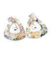 Boucles d'oreilles polymère couleurs vert, doré et blanc cassé