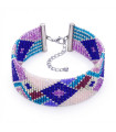 Bracelet tissé en perles Miyuki couleurs violet, fushia, bleu soutenu, bleu métallisé et rose clair