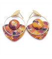 Boucles d'oreilles rondes et en forme d'écusson couleur caramel